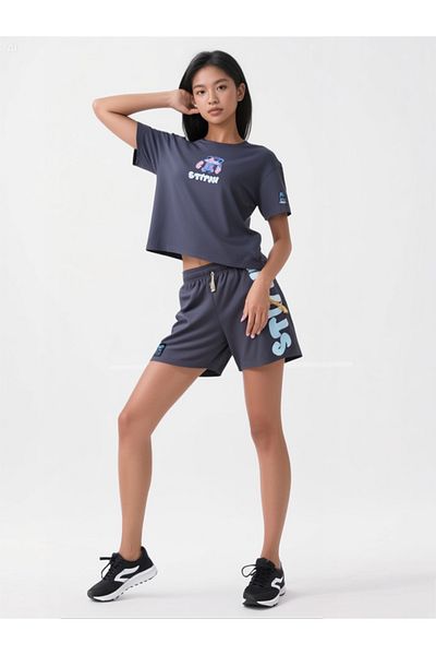 JELİBOOM Stitch Girl Shorts Set 100% Cotton 5-14 Years