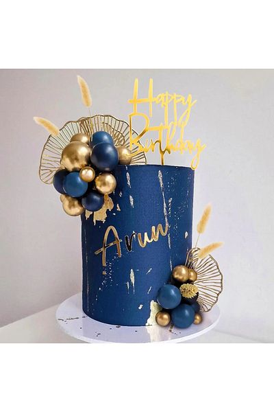 Baloane Vesele Royal Blue Cake Decoration Set with Gold Accents TOP56