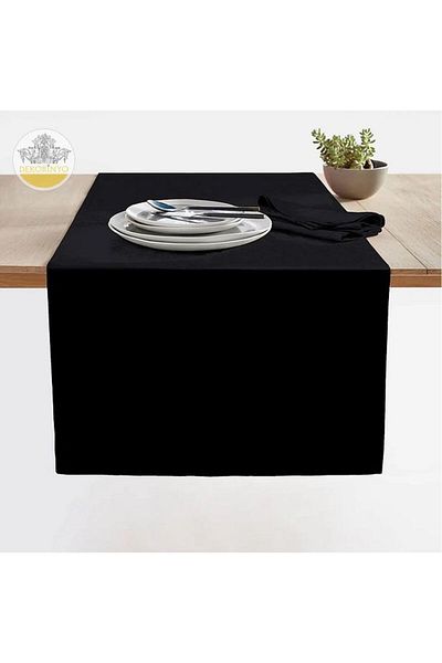 jn junenext Black Rectangular Cotton Fabric Worry-Free Runner 45 X 155 cm