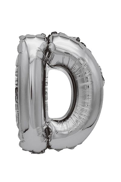 SDX Market Silver metallic foil balloon, Letter D, 80 cm, Silver