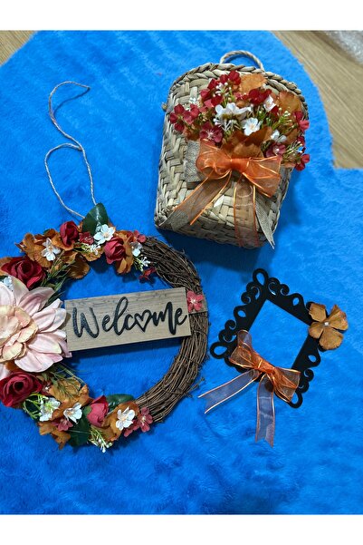 Marrone Πορτοκαλί Ανοιξιάτικα Κλαδιά Στολίδι Πόρτας Καλωσορίσματος Καλάθι Πρέ...