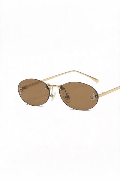 BAPPİR Women's Sunglasses Oval Stone Design Brown