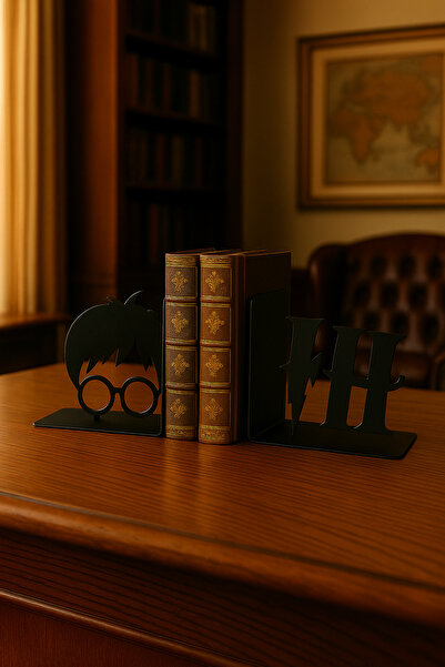 Genel Markalar Harry Potter Temalı Metal Kitap Tutucu 2’li Set – Dekoratif Fi...