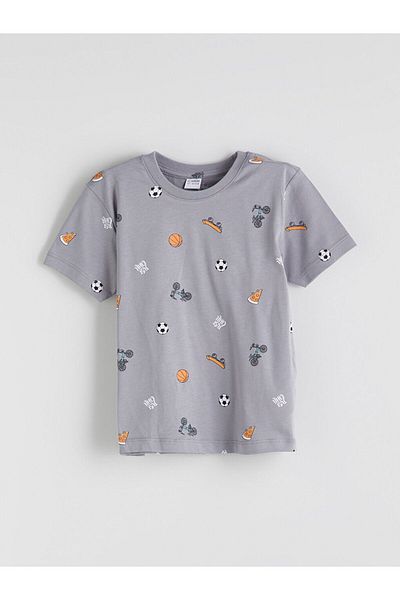 LC Waikiki Lcw Kids Orange Printed Boys Shorts Pajamas Suit 2-Piece