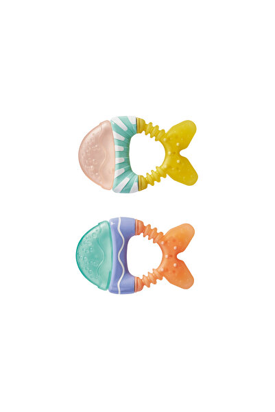 SARO BABY Jucarie dentitie cu apa, set 2 bucati, Little Fish - Orange Yellow