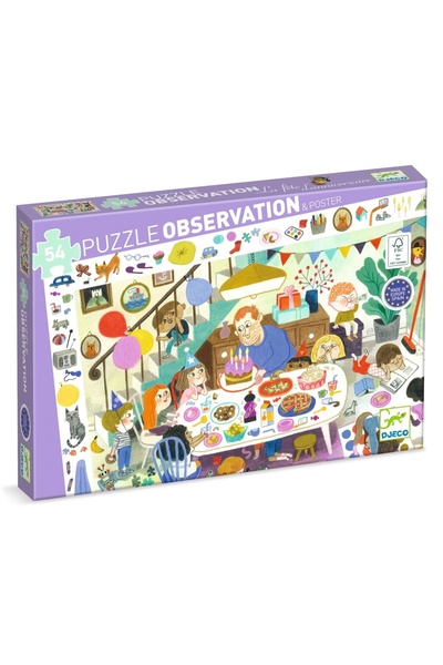 djeco Puzzle Observație Petrecerea, Djeco, super rezistent