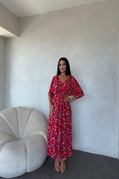 LİLA İSTANBUL Double-breasted Collar Floral Patterned Summer Dress
