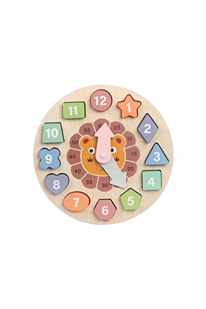 MomKi Wooden Educational Clock With Geometric Shapes