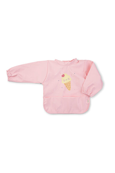 SARO BABY Baveta Impermeabila cu maneci si buzunar, reglabila, "Ice Cream" pink