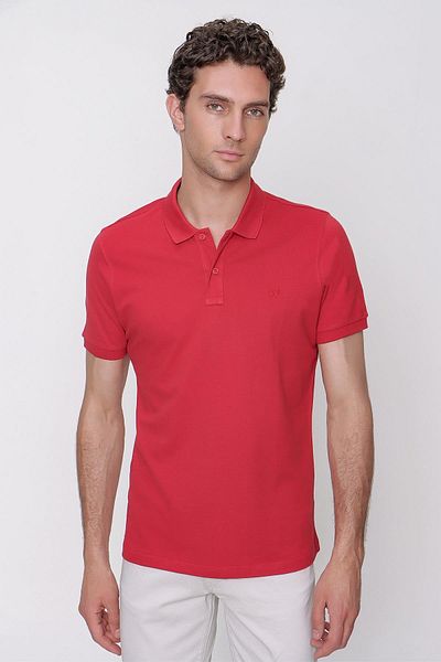 Morven Men's Red Basic Polo Neck Dynamic Fit T-Shirt
