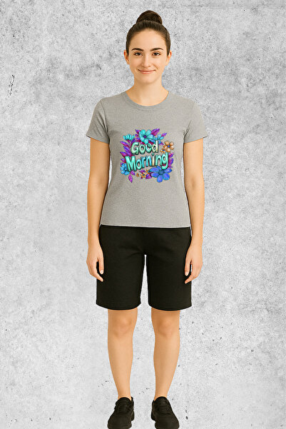 MOLICO Basic Unisex Crew Neck Short Sleeve Good Morning Printed Tshirt