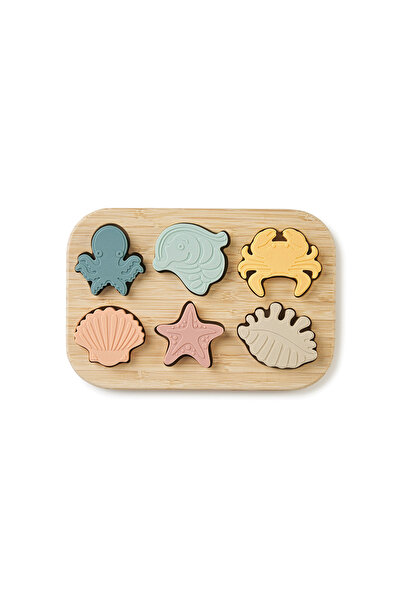 SARO BABY Puzzle din silicon alimentar cu baza din bambus , zSea Life,