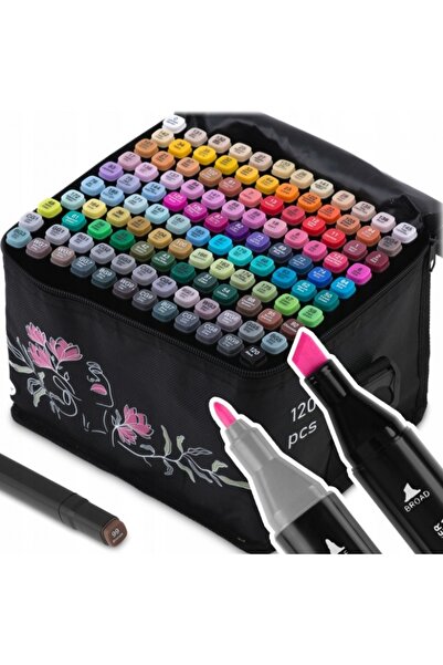 NUKIDO Set de 120 markere colorate cu alcool varf dublu NK-913