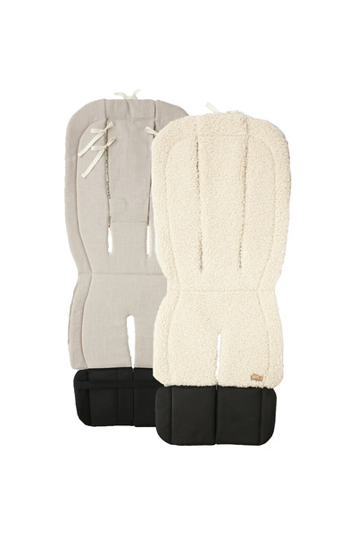 BABYLY 2-sided sports stroller cover insert, cream and light gray Teddy fabric