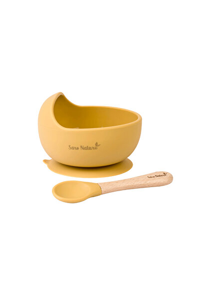 SARO BABY Bol și lingură antiderapante din silicon alimentar, set de 2 piese ...