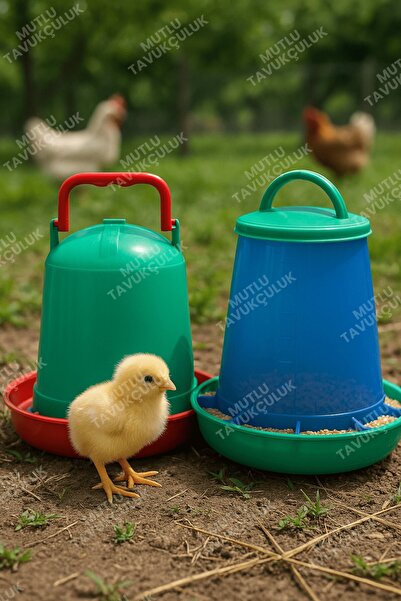 MUTLU TAVUKÇULUK Civciv Başlangıç Suluk Ve Yemlik Takım 1.3 Lt Kapasite Keklik Güvercin Suluğu Bıldırcın Yemliği