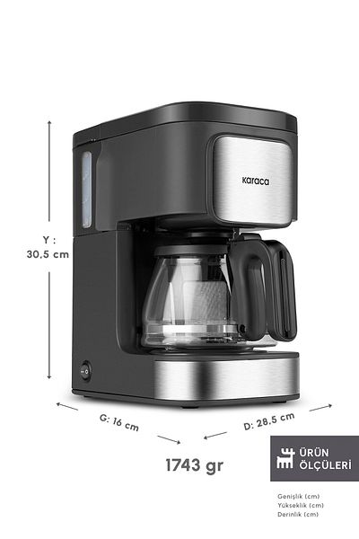 Karaca Just Coffee Aroma - 2 in 1 Filter Coffee and Tea Brewing Machine, Inox