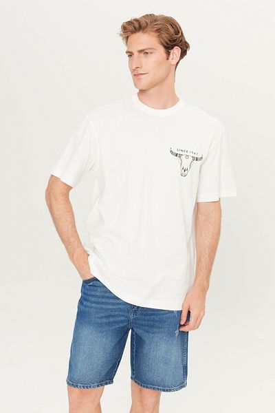 WRANGLER Loose Fit Graphic Logo White Men's Short Sleeve T-Shirt