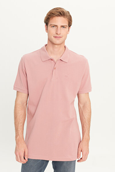 WRANGLER %100 Pamuk Regular Fit Normal Kesim Açık Pembe Polo Yaka Tişört