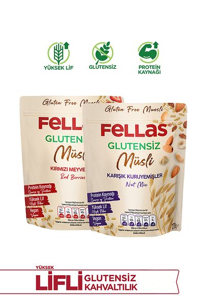 Fellas Gluten Free Muesli 2 Pack - Red Fruit 270g + Mixed Nuts 270g
