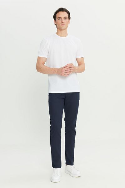 AC&Co / Altınyıldız Classics Tricou alb din bumbac, slim fit, cu decolteu rotund