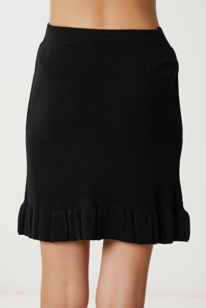 Happiness İstanbul Women's Black Stylish Buttoned Knitwear Cardigan Skirt Suit Ki̇00152