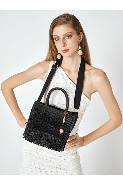 Pierre Cardin Black Women's Straw Shoulder Bag 05Pc25Y1504