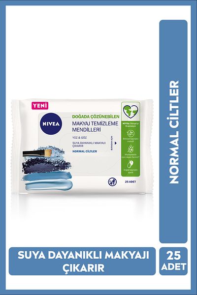 NIVEA Waterproof Makeup Remover Wipes, Normal Skin, Refreshing, Lotus Flower, Alcohol-Free, 25 Pieces