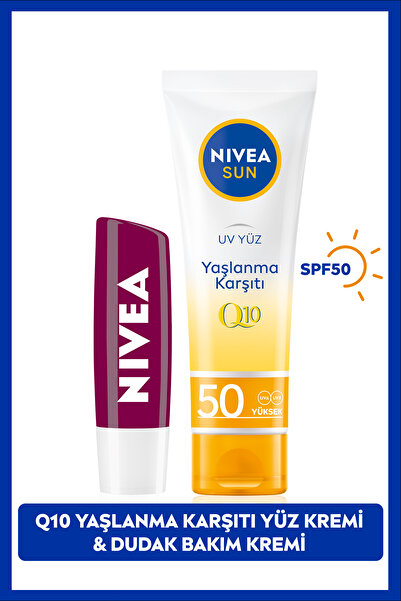 NIVEA SUN SPF50 Q10 Yaşlanma Karşıtı Güneş Koruyucu Yüz Kremi 50ml,Böğürtlen ...
