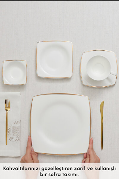 Karaca Fine Pearl Agate 26 Parça 6 Kişilik Kare Inci Kahvaltı Servis Takımı