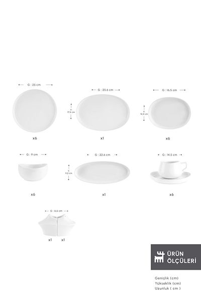 Karaca Stream Bone Hole 34 Piece Breakfast Set for 6 People