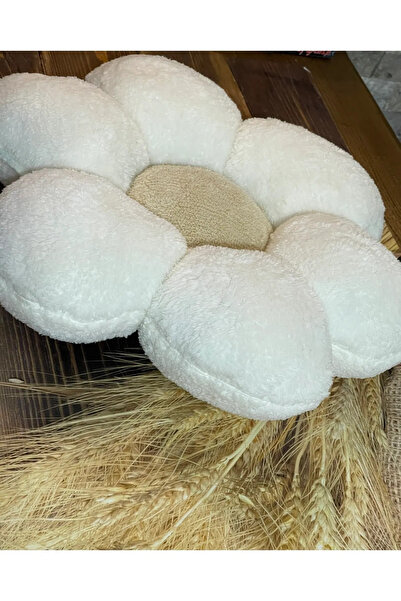 happyteks Sedmikráska krémová barva Throw Polštář Plyšový polštář Polštář