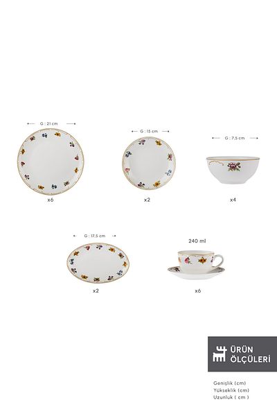 Karaca Set de mic dejun Forever Bone Natty 26 piese pentru 6 persoane