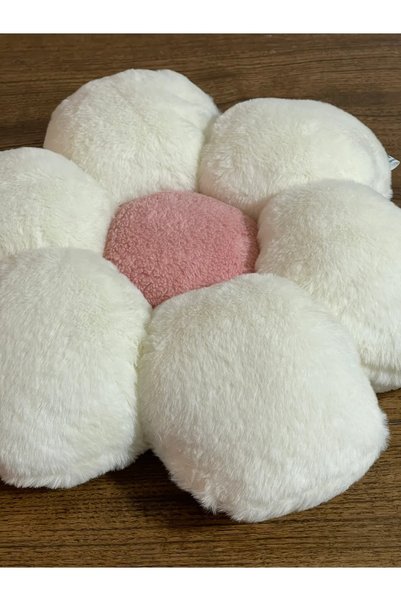 happyteks Daisy Throw Pillow Tuscan Plush Decorative Pillow Cushion Ecru-Pink