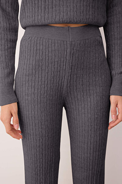 Trendyol Collection Anthracite Zippered Knitwear Bottom-Top Set Twoaw25Au00059