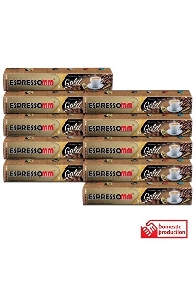 ESPRESSOMM كبسولة قهوة نسبرسو الذهبية - متوافقة (100 قطعة)
