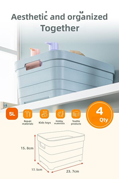 Vienev Κουτί αποθήκευσης 4 τεμαχίων 5 λίτρων Λευκό