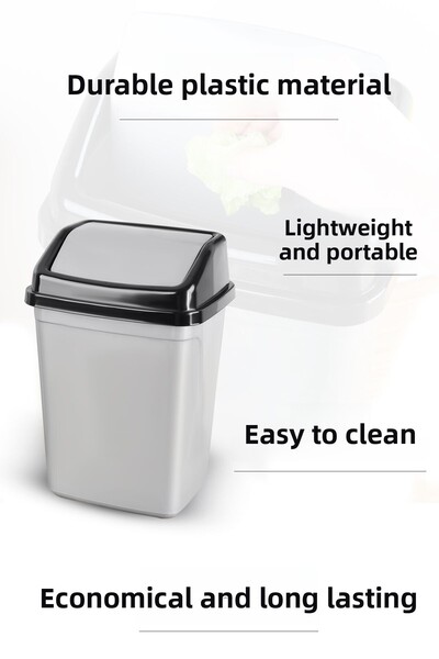 Meleni Home 2.5 Liter Plastic Trash Can with Lid - Home Office Bathroom Kitchen Countertop Trash Can Gray