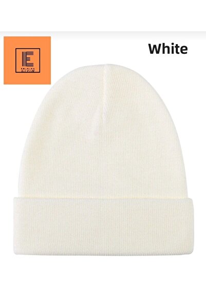 EMKA GİYİM Beretă de iarnă unisex strat dublu alb