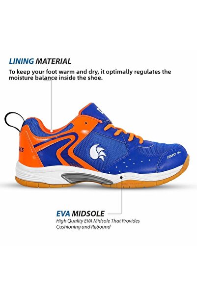 DSC Court 44 Badminton Shoes (Navy/Orange, 6 UK / 7 US / 40 EU)  | For Men and Boys