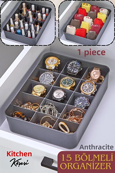 Mutfak Köşesi 15 Compartment Organizer, Watch, Jewelry, Buckle, Socks, Underwear Organizer