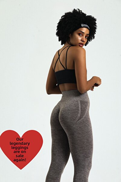 gymhams Сиви спортни клинове с пуш-ъп ефект - набраздени ханша, безшевна ликра