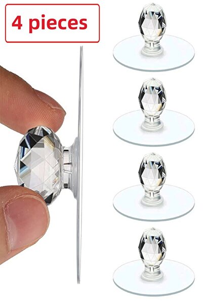 safestore Прозрачна закачалка за чекмедже с кристална глава, 4 части, самозалепваща се