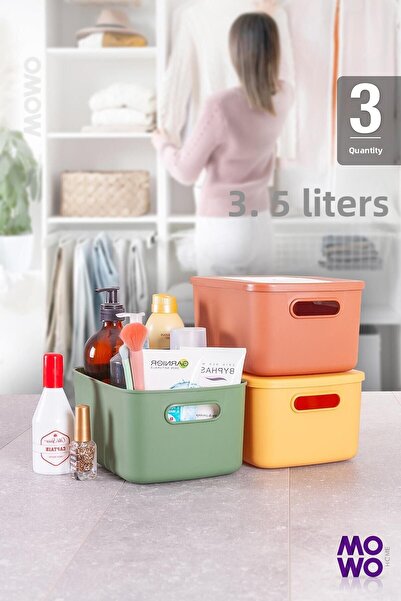 Mowo Home Retro Box 3-Piece Mix - 3.5 Lt Capacity, Multi-Purpose Organizer Storage Box and Organizer