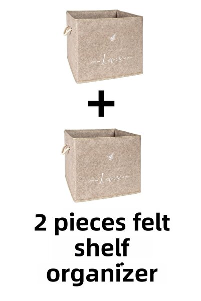 YEGGE مجموعة من 2 سلة تنظيم رف من اللباد قابلة للطي - صندوق متعدد الأغراض 30x...