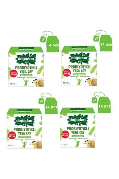 Doğadan بروبيوتيك شاي أخضر مع أكاي أناناس 14 قطعة × 4 قطع