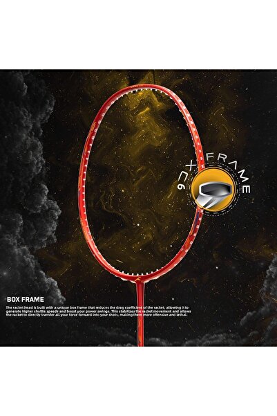 Hundred Atomic Air 77 Carbon Fibre Strung Badminton Racket with Full Racket Cover