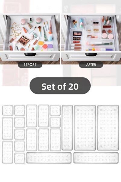 Meleni Home Οργανωτής 20 τεμαχίων στο ντουλάπι - Συρτάρι κουζίνας Θήκη σε κου...