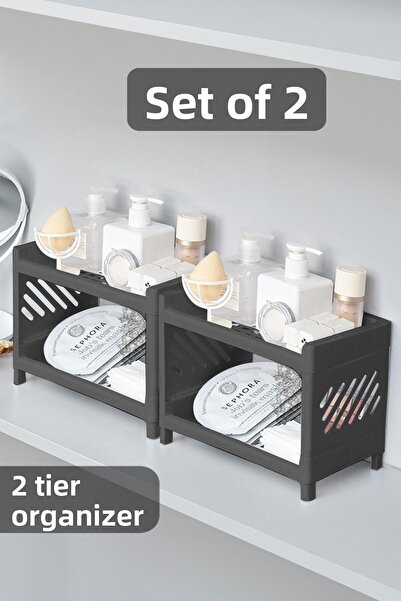 Meleni Home منظم مجوهرات ومستحضرات التجميل بطبقة مزدوجة مكون من قطعتين، منظم ...