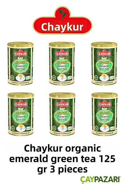 Çaykur شاي أخضر زمردي عضوي - 125 جرام، 6 قطع